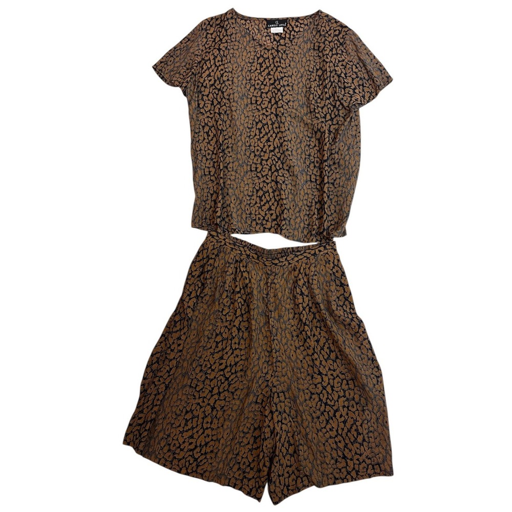 Carole Little Black and Brown Printed Skirt Set
